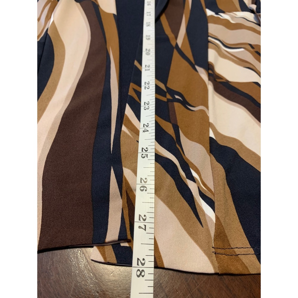 Dressbarn 1X Artsy Strip Swirl Print Open Front Peplum Cardigan - Picture 6 of 8